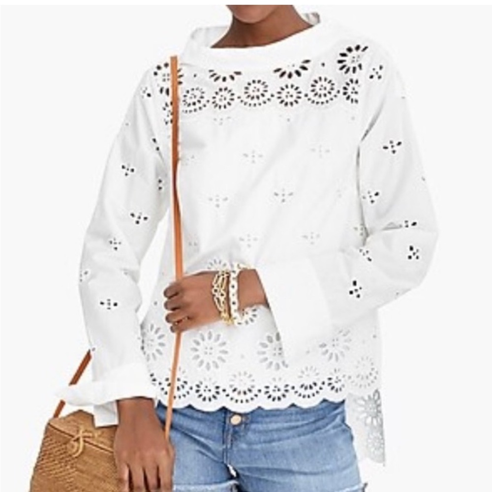 J. Crew White Eyelet Top